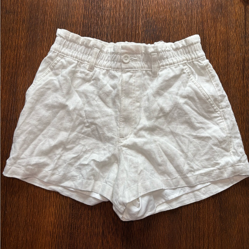 Hollister White Linen Shorts